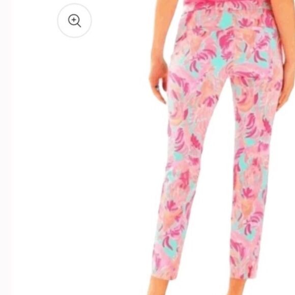 LILLY PULITZER “POOLSIDE BLUE LOVEBIRDS” KELLY SKINNY ANKLE PANTS - Picture 4 of 11